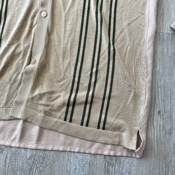 Mens Silversilk Luxe Cream/Tan Button Up - XL - Picture 3 of 6